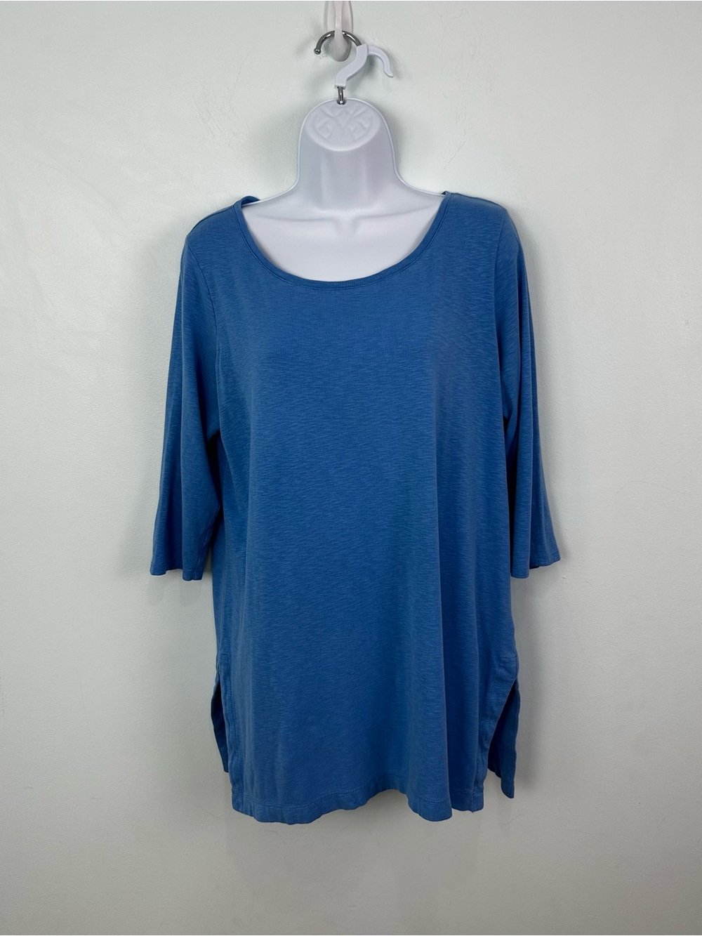 Land's End Light Blue Knit 3/4 Sleeve Tee Scoop Neck Size Medium (10-12)